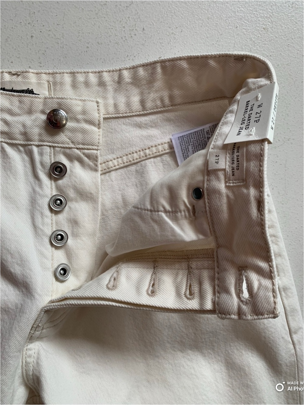 Madewell PETITE The Darted Barrel Jean in Vintage Canvas 27P NWT Cream Summer - Picture 6 of 17